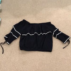 Off the shoulder blue crop top